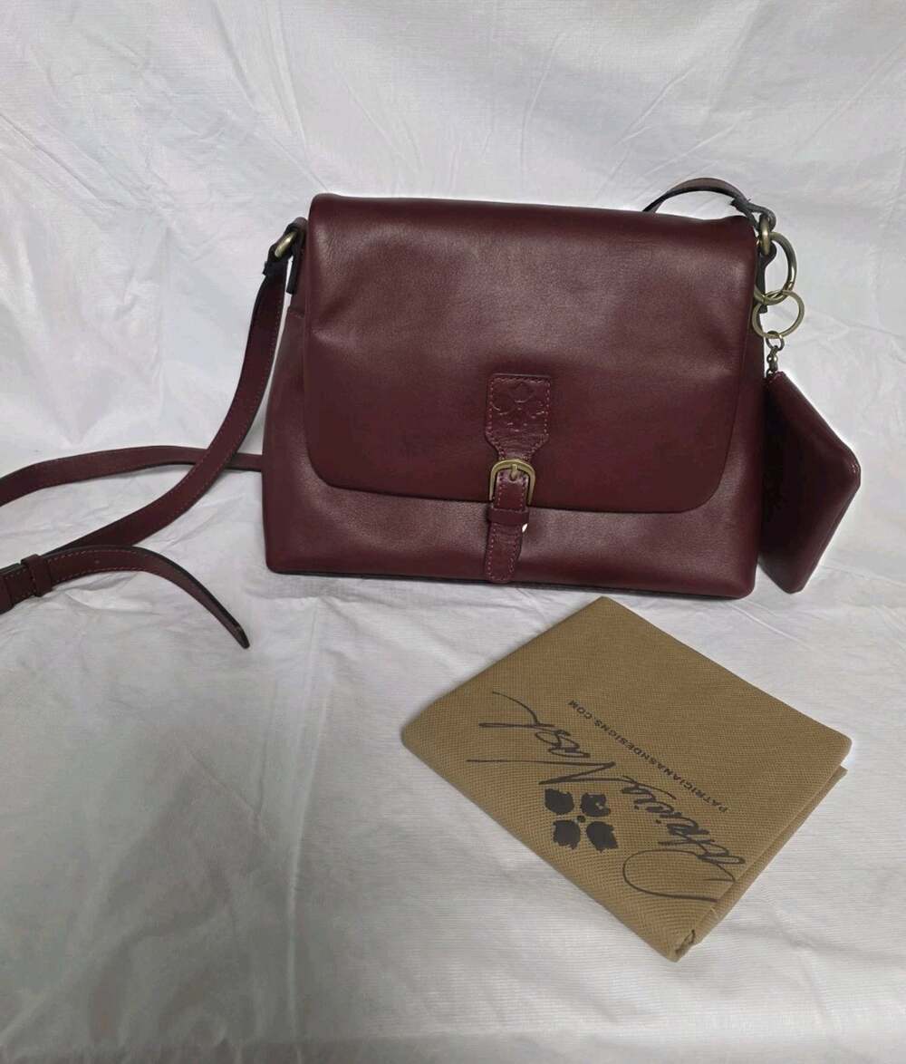 Patricia Nash Mili Leather Med Flap Crossbody + Coin Pouch Oxblood Red Burgundy